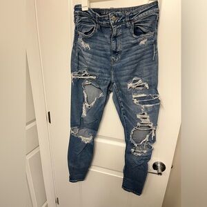 American eagle skinny y2k ripped jeans